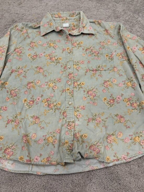 L.L. Bean Tops - L.L. Bean Women's L Floral Corduroy Shirt Y2K 90s Cottagecore Prairie Roses
